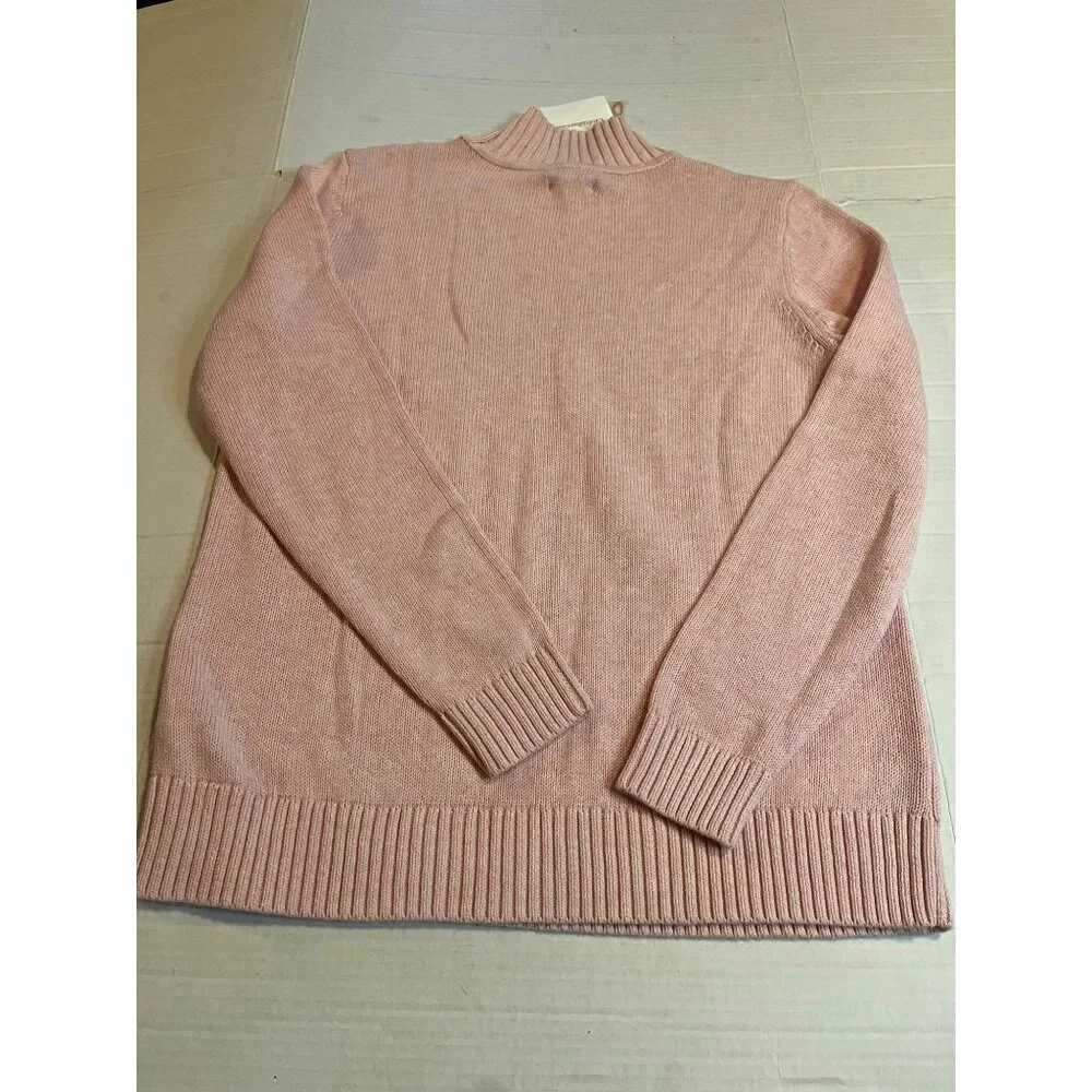 NWT Croft & Barrow Womens Pink Cable Knit Sweater  L Cotton preppy long sleeve